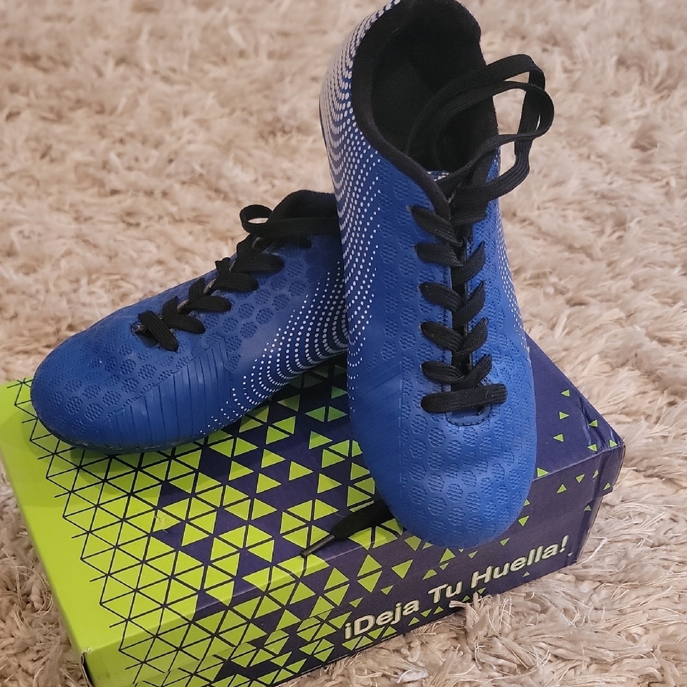 Blue Soccer Cleats with Black Laces Size 2Y